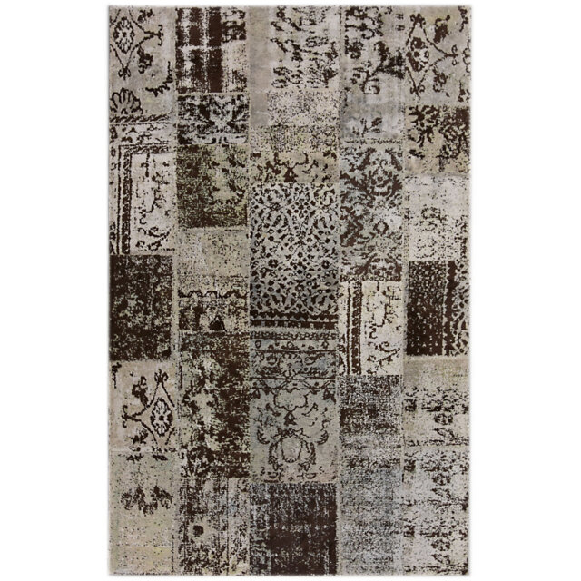 Patchwork Handmade Flatweave Grey Rug