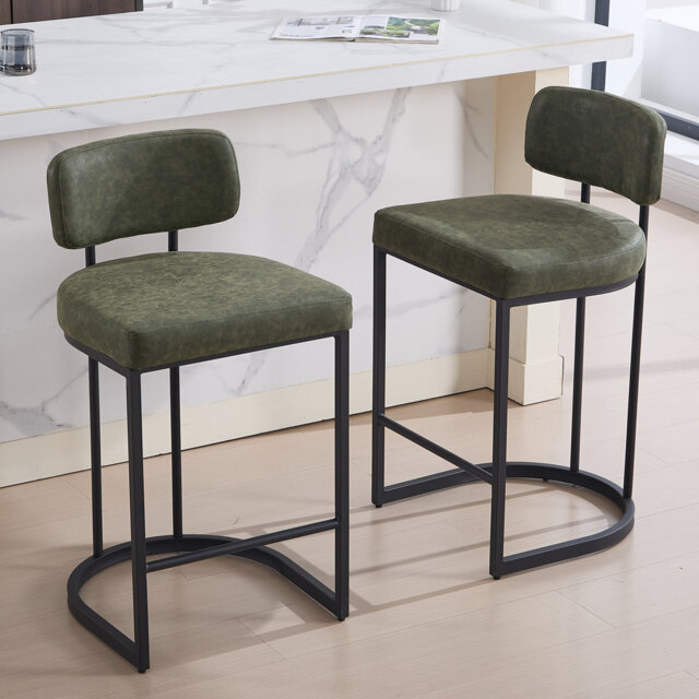 Bar Stools PU Leather Modern Industrial Counter Stool with Metal Frame for Home Bar Pub Restaurant