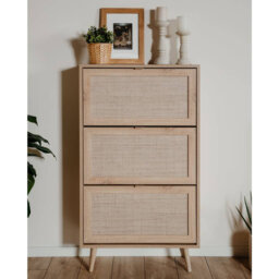 "Finori vidaXL Shoe Cabinet ""Bali 49A"" Sonoma Oak and Cane Print"
