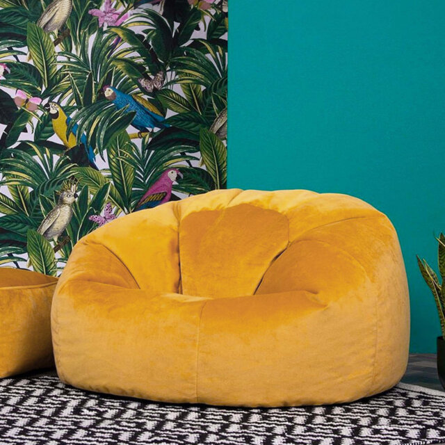 icon Kingston Classic Velvet Bean Bag Chair Taupe Bean Bags