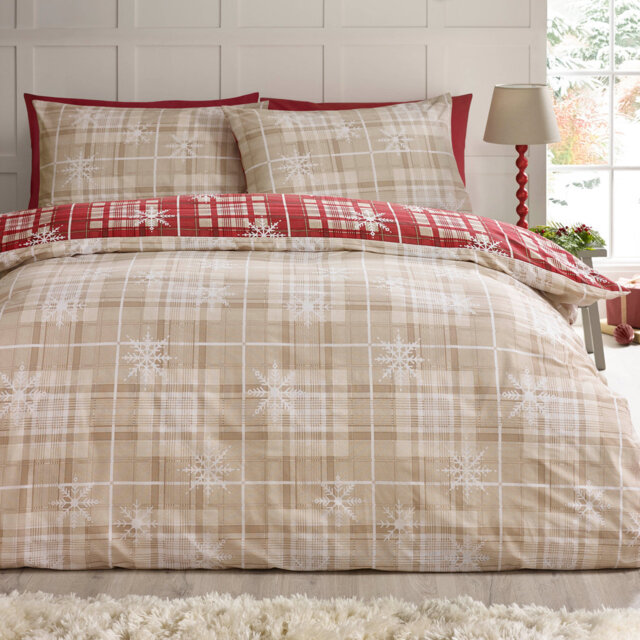 Christmas Scandi Check Reversible Duvet Cover Set