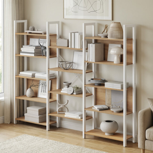 Jaliyah 166cm H x 158cm W Steel Etagere Bookcase