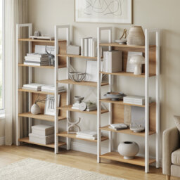 Jaliyah 166cm H x 158cm W Steel Etagere Bookcase