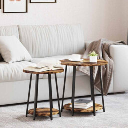 Side Table Set With Shelf 2 Pcs Black Oak 50 X 50 X 51 Cm
