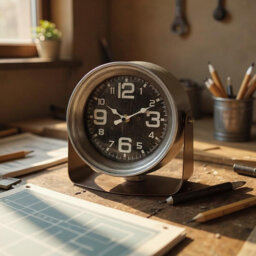 Modern Silver Metal Tabletop Mantel Clock Numerical Design - Quartz Movement Vintage Style Hand Finished Freestanding Home Decor