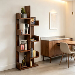 145 cm H x 50 cm W Particle Board Geometric Bookcase