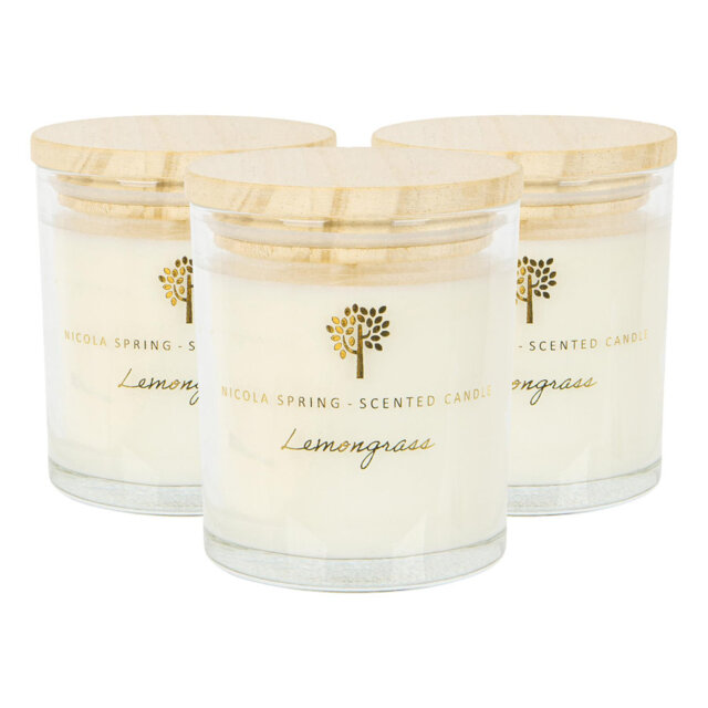 Nicola Spring - 3x Soy Wax Scented Candles - 130g - Lemongrass