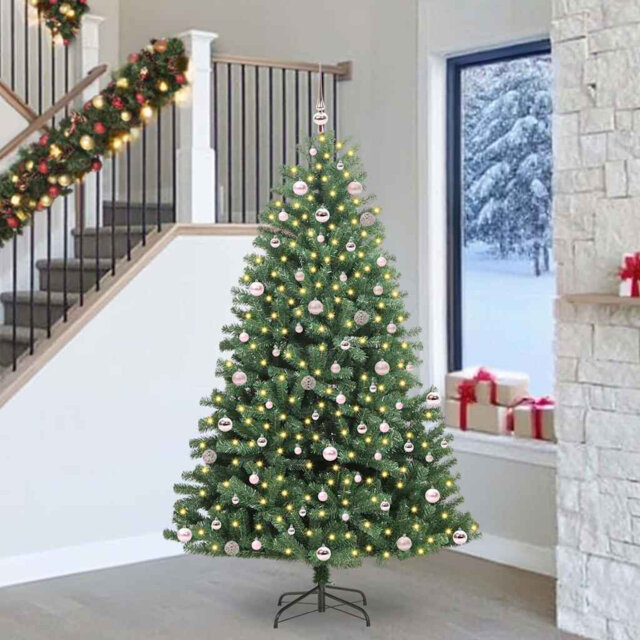 Artificial Hinged Christmas Tree Green PVC and Metal