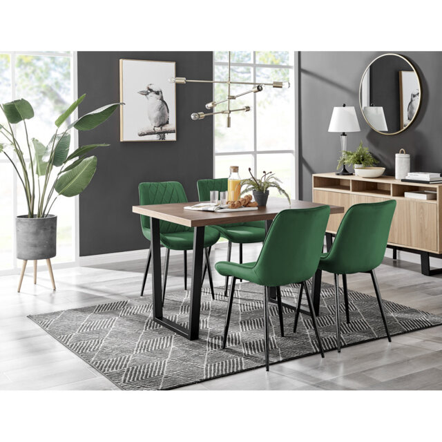 Kylooe Modern Dining Table Set With 4 Luxury Velvet Dining Chairs