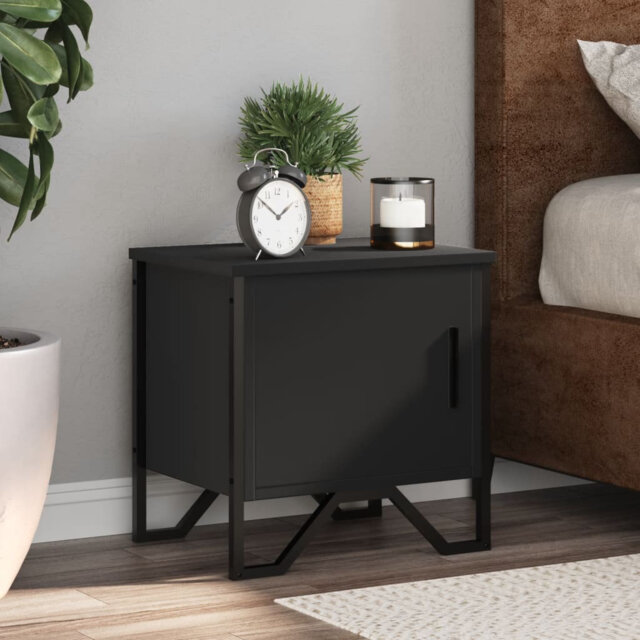 Borough Wharf Bedside Cabinet Black 40X30x40 Cm Engineered Wood