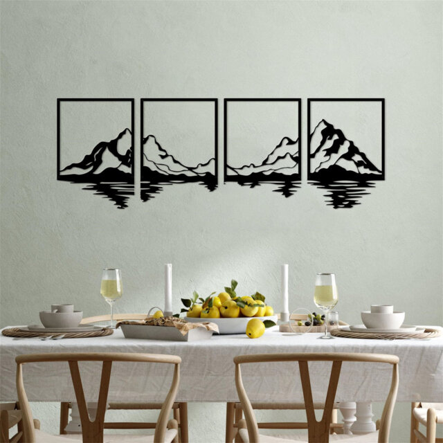 Metal Wall Art, Large Mountains Wall Decor, Forest Decorative Painting Suitable For Living Room, Bedroom, Office Indoor