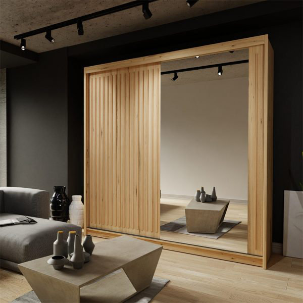 Moscow Sliding Wardrobe with Mirror Modern Bedroom Wardrobe 4 Colours 3 Sizes