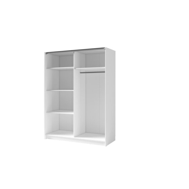 BAYADERO 10 III WARDROBE WITH MDF SLATTE, SLIDING L-150 (2D), WITH MIRROR W10200-WHITE LAMINATE R20315-ARTISAN OAK 10 III FSC B