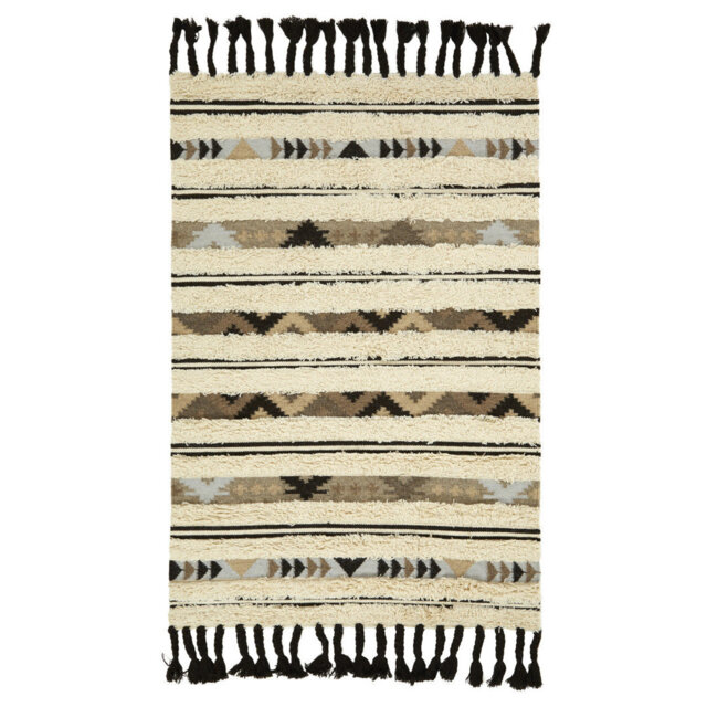 Lykins Hand Braided Wool And Cotton Cream/Black Rug