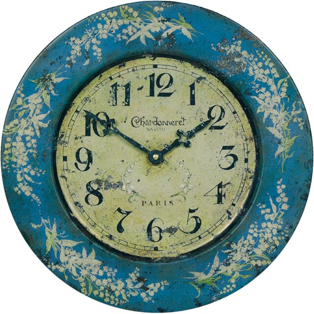 Tin Wall Clock, Lily of the Valley Design - 36cm