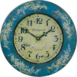 Tin Wall Clock, Lily of the Valley Design - 36cm