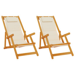 Beach Chair with Cushion Folding Solid Acacia Wood Garden Lounge Patio