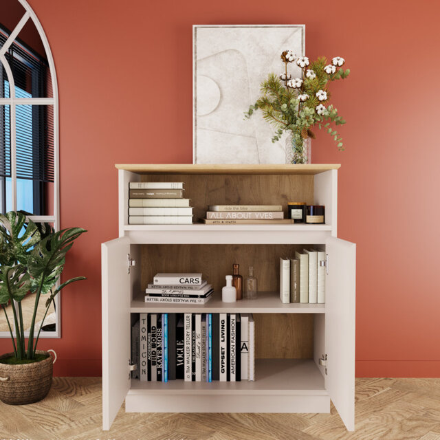 Mono Wooden Shoe Rack Cabinet â 80 cm Oak Sideboard and Storage Unit with Drawers, Durable Floor Cabinet for Bedroom, Living Room Storage, Kitchen U