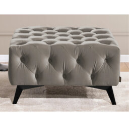 Whitby 80cm Wide Velvet Tufted Square No Pattern Footstool Ottoman