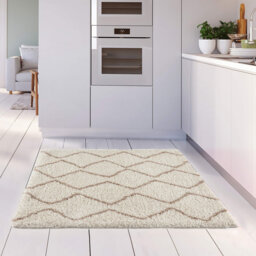 Moroccan Shaggy Collection Rugs Boho Design in Ivory/Beige
