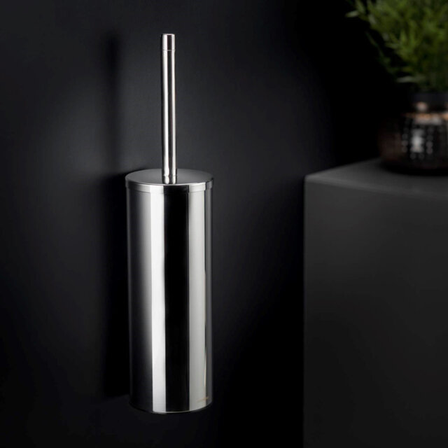 Halford Cosmic with Durable Stainless Steel Silver Wall-Mounted Toilet Brush and Holder