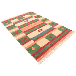 Handmade Kilim Wool Green Rug