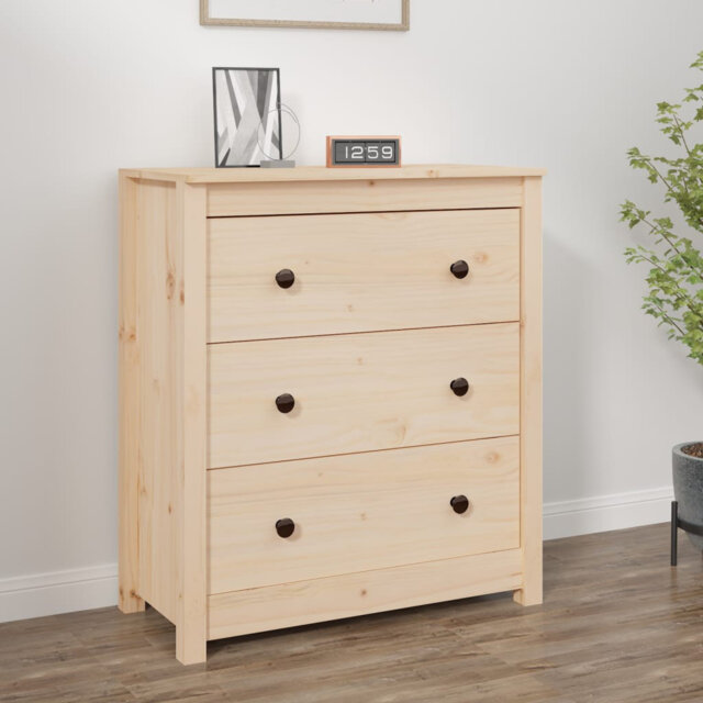 Kyzer 70 Cm Wide 3 Drawer Pine Solid Wood Sideboard