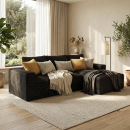 3 Seater Corner Sofa L-Shaped Corduroy Sofa 2.4m