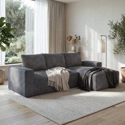 3 Seater Corner Sofa L-Shaped Corduroy Sofa 2.4m