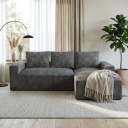 3 Seater Corner Sofa L-Shaped Corduroy Sofa 2.4m