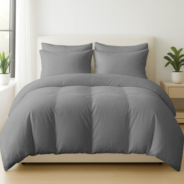 Cotton Solid Colour Duvet Cover Set with Pillow Shams Included
