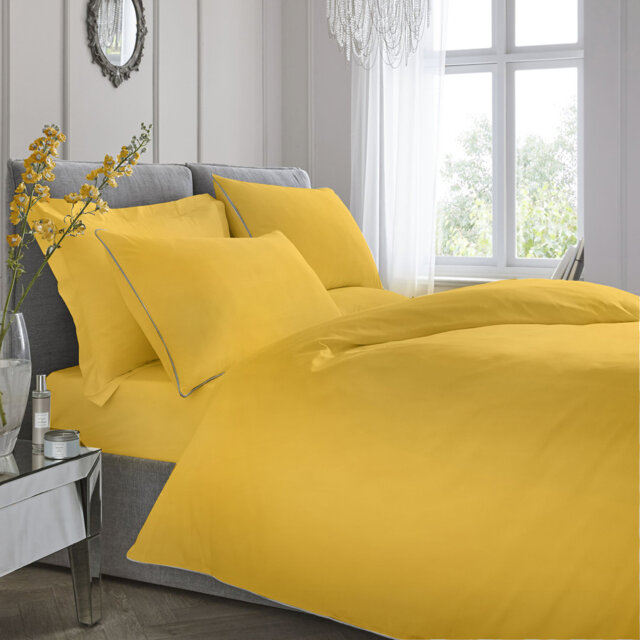 Cotton Solid Colour Duvet Cover Set with Pillowcases Included