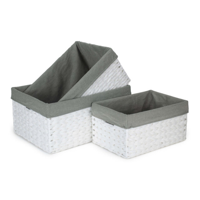 Highland Dunes 3 Piece Wicker Storage Basket Set with Lining