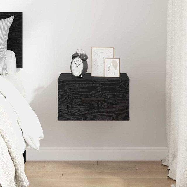 Bedside Cabinet Black Oak 35 X 35 X 20 Cm Engineered Wood