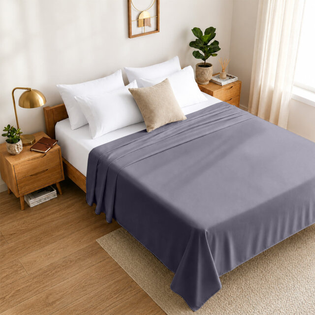 Luxury Soft Microfiber 140 Thread Count Flat Sheet Easy Care Breathable Bedding Sheet