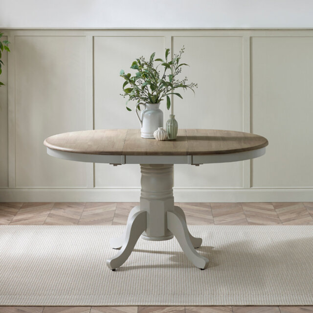 Prestow Extending Round Dining Table In Solid Wood - Traditional Rustic Farmhouse Kitchen