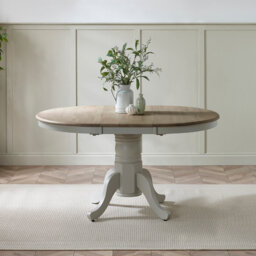 Prestow Extending Round Dining Table In Solid Wood - Traditional Rustic Farmhouse Kitchen