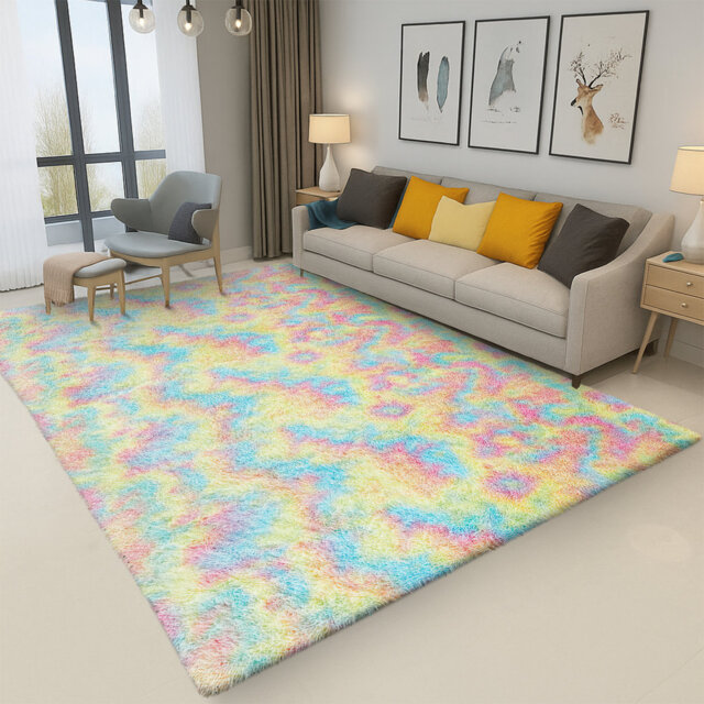 Standard Shag Area Rug Ultra Soft Fluffy Carpet, Durable Non-Slip Living Room Rug