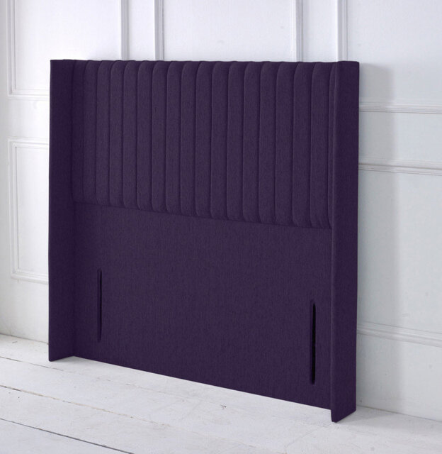 "Multipanel Winged Chenille 4ft6 Double 50"" Headboard - Purple"