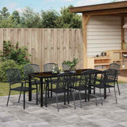 Garden Dining Set Anthracite Powder-Coated Steel Outdoor Furniture