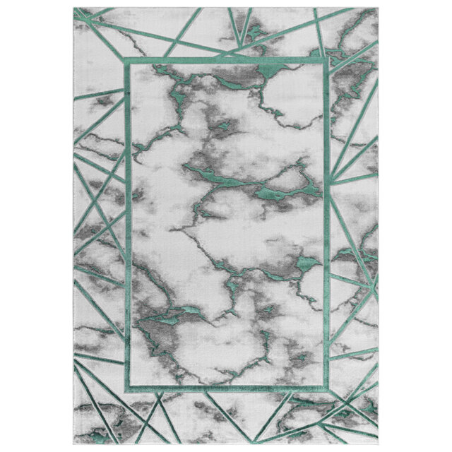 Keins Emerald Modern Abstract Geometric Area Rug – Soft Washable Polypropylene Carpet for Living Room, Bedroom & Hallway – Stain Resistant & Durable H