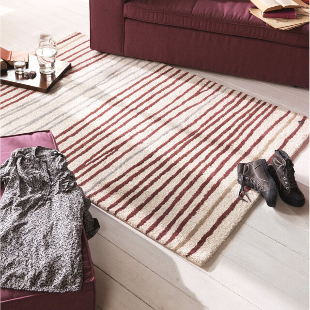 Home Tufted Wool Purple/ Beige Rug