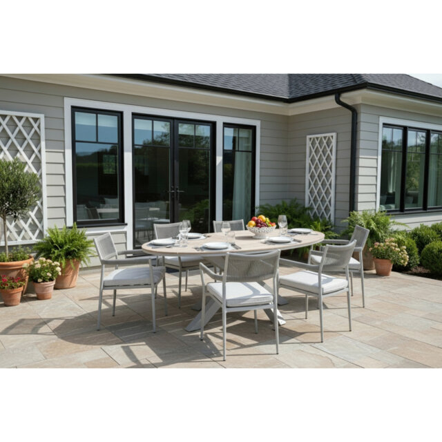 Huntsdale Oval 7 Piece 6 Person 220cm L Outdoor Table Set with Figueroa Dining Chairs