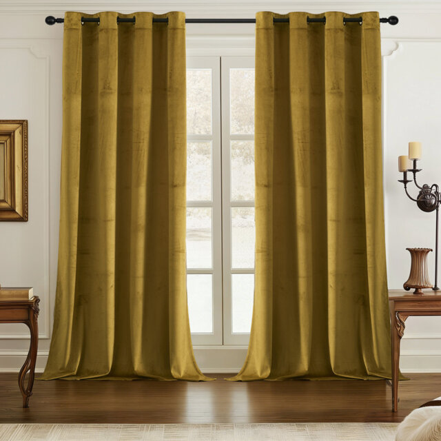 Velvet Room Darkening Grommet / Eyelet Curtain Panel Pair