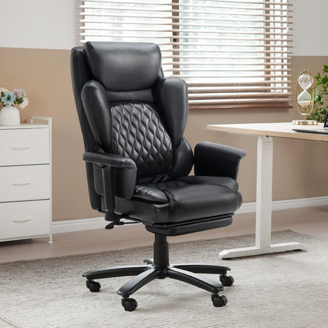 Office Chair With High Back and Foot Rest,Reclining Executive Office Chair With Adjustable Lumbar Support