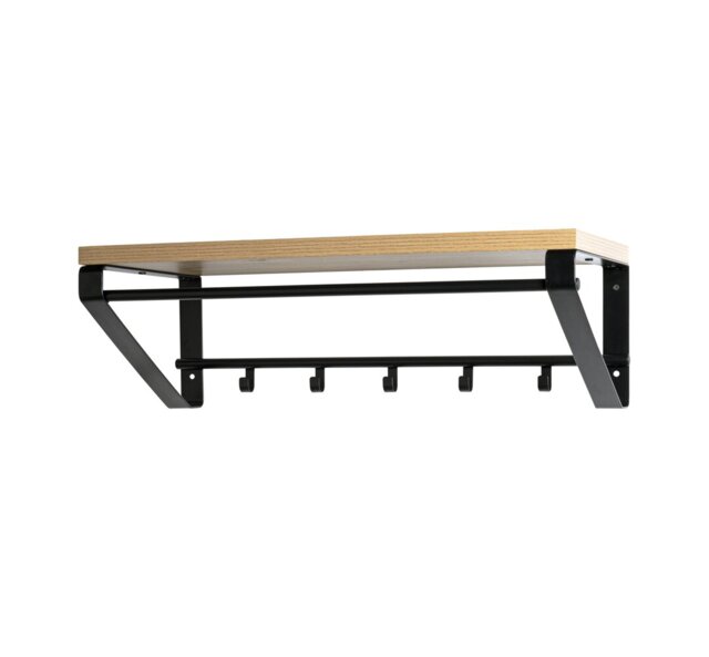 Omena Steel 5 - Hook Wall Mounted Coat Rack with Storage