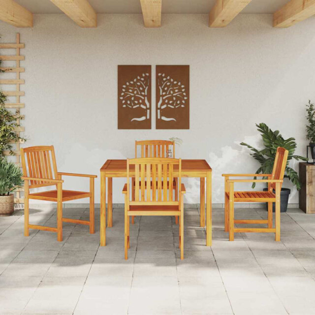 Garden Dining Set Brown Solid Acacia Wood Outdoor Furniture Terrace