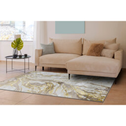 Gold / Cream Rug - Abstraction, modern, structural
