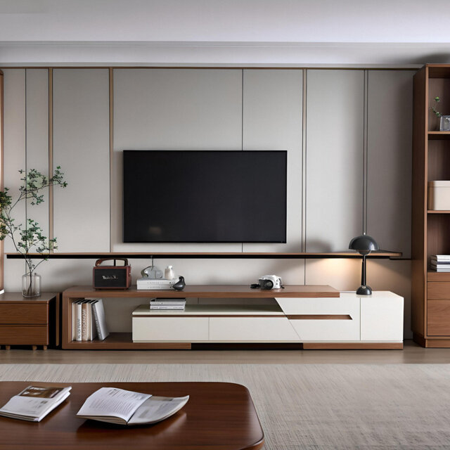 "Pre Assembly Scalable TV Stand with Storage Space Saving Adjustable Media Console (78.74""-106.29"") for Living Room Furniture"
