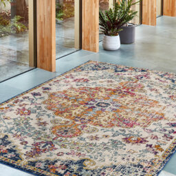 Abbottstown Persian Machine Made Tufted Polypropylene Rug in Beige/Blue